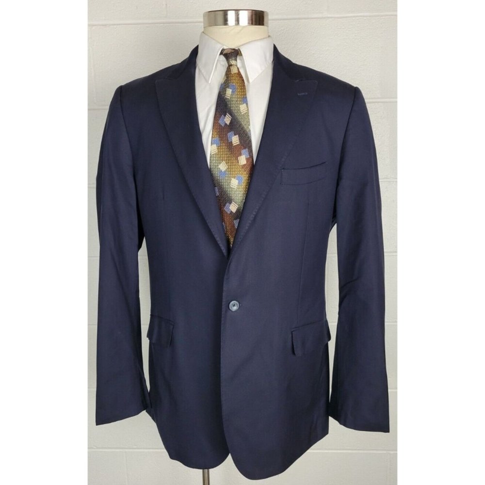 Revenge‎ for J Hilburn Navy Super 150s Wool Blazer Vitale Barberis 44 Custom